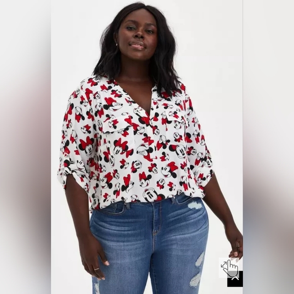 torrid Disney Harper Blouse - Minnie Mouse Georgette White size 1X NWT - Picture 3 of 8